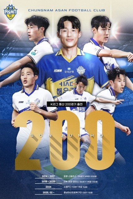 孙准浩完成K联赛200场里程碑,贡献26球34助