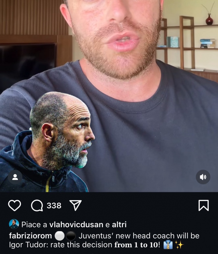 手滑还是?弗拉霍维奇点赞罗马诺确认尤文换帅的动态,随后取消